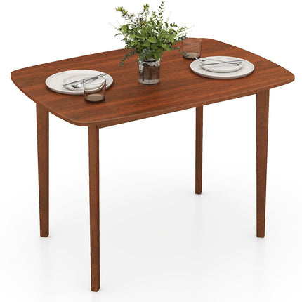 Table de salle à manger rectangulaire pour 2 à 4 personnes, finition noyer, pieds en bois d'hévéa