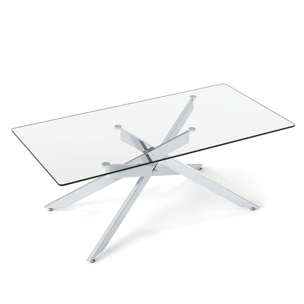 Table basse rectangulaire en verre trempé, 120 x 60 cm
