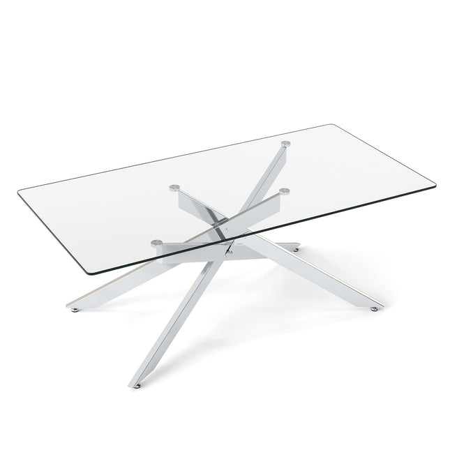 Table basse rectangulaire en verre trempé, 120 x 60 cm