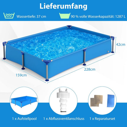 Rechteckiger Metallrahmen-Kinderpool, 2,28m x 1,59m x 42cm