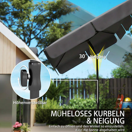 Rechteckiger Terrassenschirm, wasserabweisend, dunkelgrau