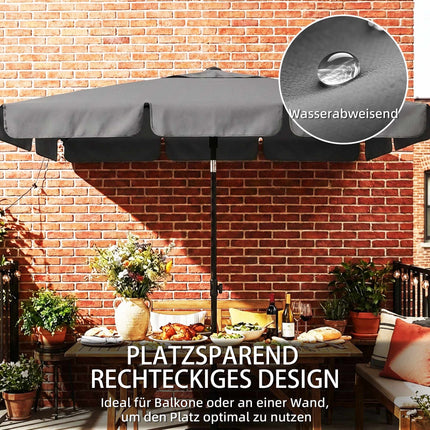 Rechteckiger Terrassenschirm, wasserabweisend, dunkelgrau