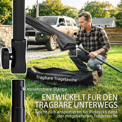 Rechteckiger Terrassenschirm, wasserabweisend, dunkelgrau