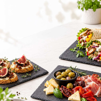 Rectangular Slate Serving Plates, Set of 6 with Felt, Anthracite