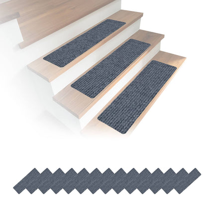 Tapis d'escalier rectangulaires, lot de 16, 65 × 20 cm, antidérapants