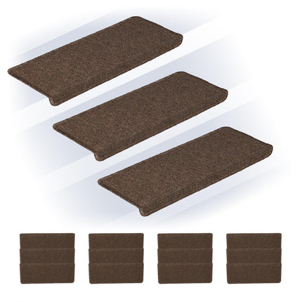 Lot de 15 marches d'escalier rectangulaires - Tapis antidérapants