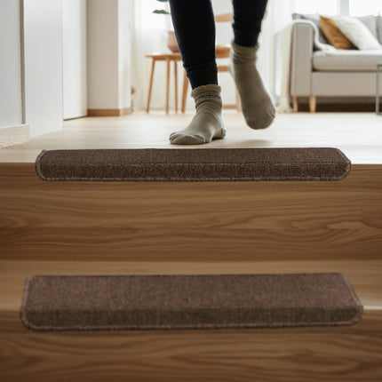 Lot de 15 marches d'escalier rectangulaires - Tapis antidérapants