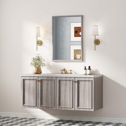 Miroir mural rectangulaire, 50 x 70 cm, cadre en bois gris