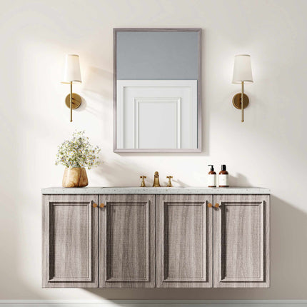 Miroir mural rectangulaire, 50 x 70 cm, cadre en bois gris