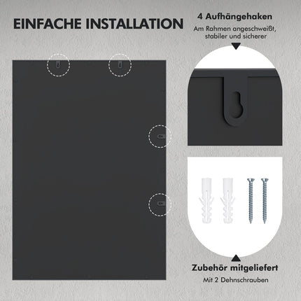 Rechteckiger Wandspiegel, Metallrahmen, 100 x 70 cm