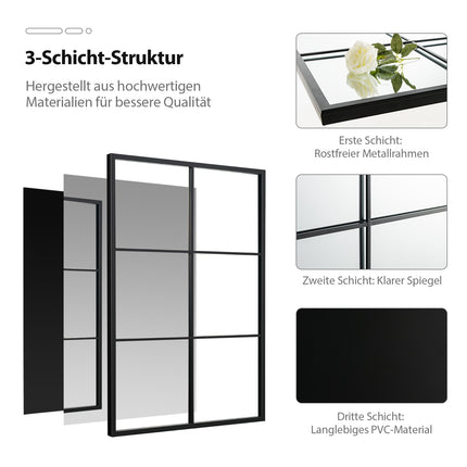 Rechteckiger Wandspiegel, Metallrahmen, 70 x 100 cm