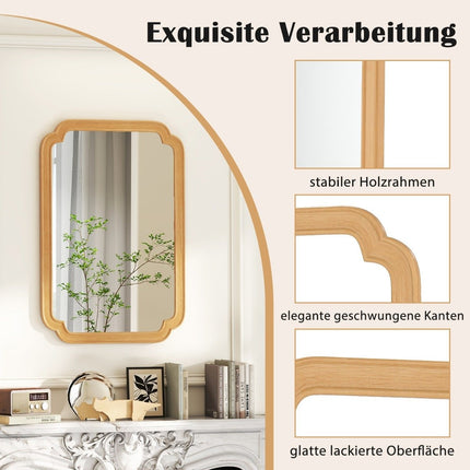 Rechteckiger Wandspiegel mit Holzrahmen, 90x60 cm