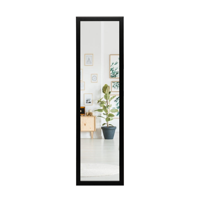 Rechteckiger Ganzkörperspiegel mit Aufhängehaken für die Tür 33x119cm schwarz