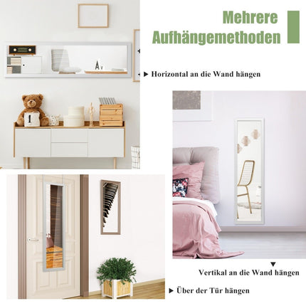 Rechteckiger Ganzkörperspiegel mit Aufhängehaken für die Tür 33x119cm weiß