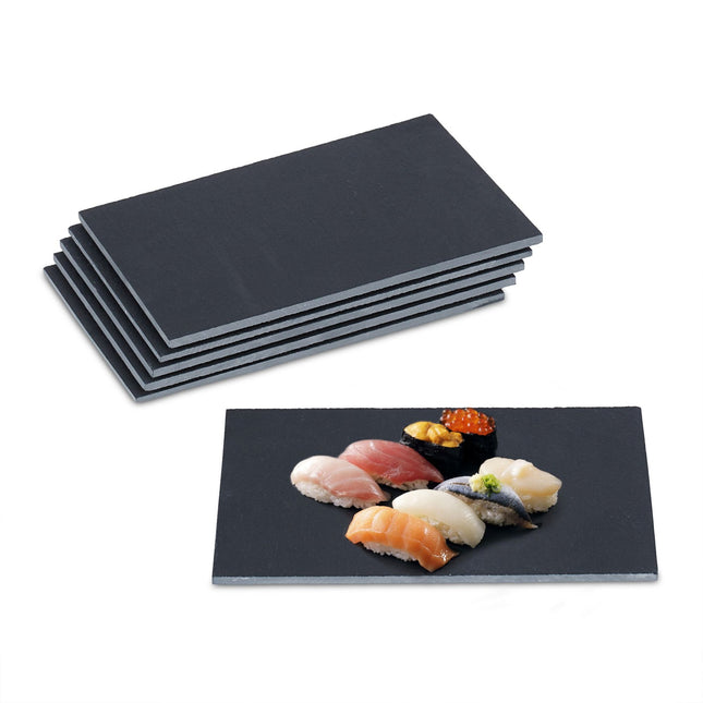 Lot de 6 assiettes rectangulaires en ardoise