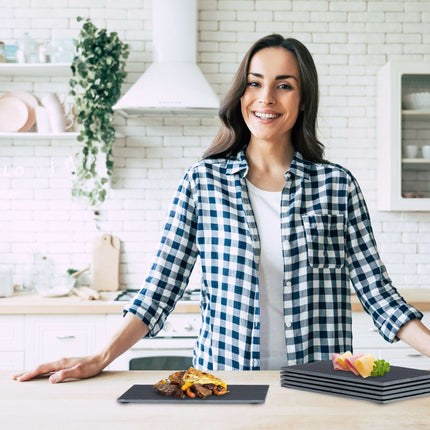 Lot de 6 assiettes rectangulaires en ardoise