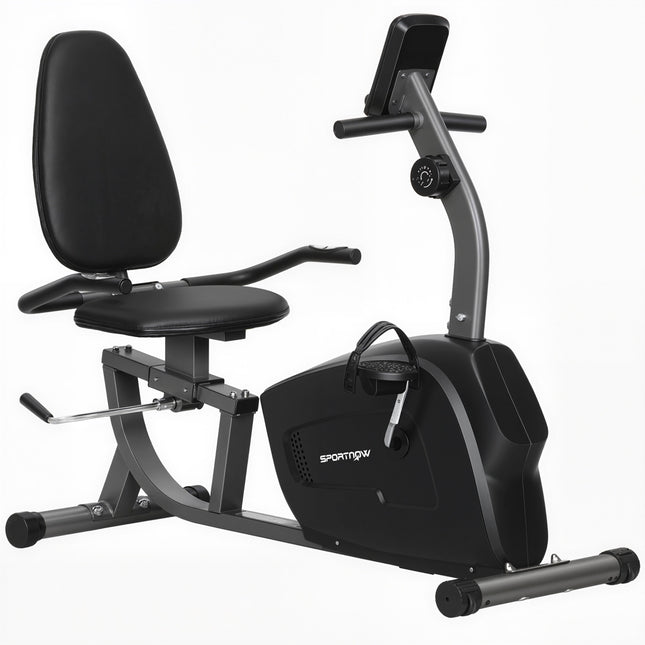 Vélo d'exercice semi-allongé, magnétique, 8 niveaux de résistance, écran LCD