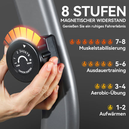 Liege-Heimtrainer, magnetisch, 8 Widerstandsstufen, LCD