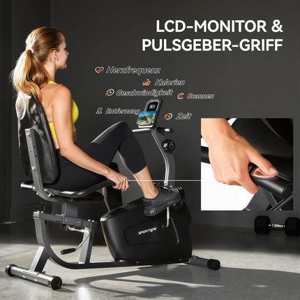 Liege-Heimtrainer, magnetisch, 8 Widerstandsstufen, LCD