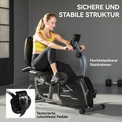 Liege-Heimtrainer, magnetisch, 8 Widerstandsstufen, LCD