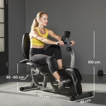 Liege-Heimtrainer, magnetisch, 8 Widerstandsstufen, LCD