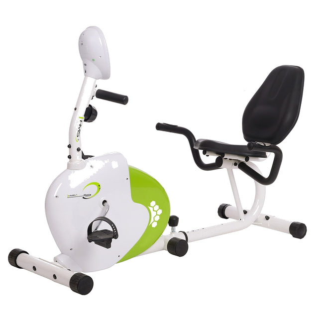 Vélo d'exercice magnétique allongé, blanc/vert