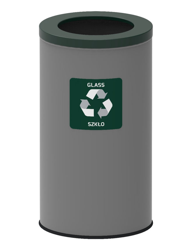 Poubelle de recyclage 75 L verte - Acier, fond antidérapant