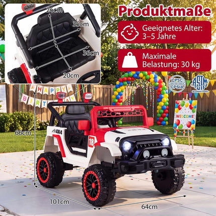 Rotes 12V Kinder-Elektroauto mit Fernbedienung und Musik