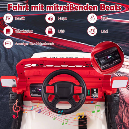 Rotes 12V Kinder-Elektroauto mit Fernbedienung und Musik