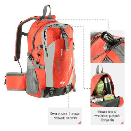 Sac à dos de randonnée rouge, capacité 30 L, léger