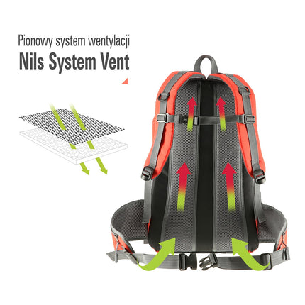 Sac à dos de randonnée rouge, capacité 30 L, léger