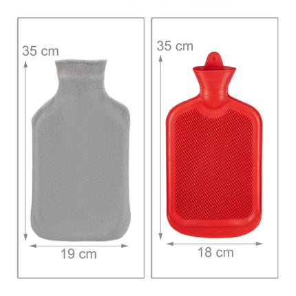 Bouillotte rouge avec housse grise