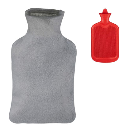 Bouillotte rouge avec housse grise
