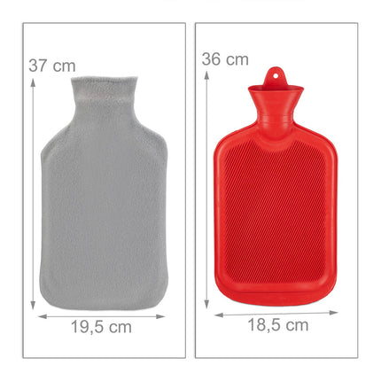 Bouillotte rouge avec housse grise