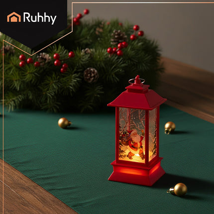 Lanterne de Noël LED rouge, à piles, 12,5 cm