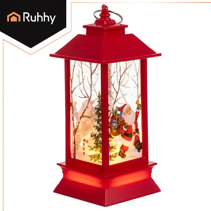 Lanterne de Noël LED rouge, à piles, 12,5 cm