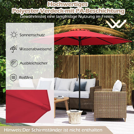 Roter Terrassenschirm mit Kurbel, 300 cm, neigungsverstellbar