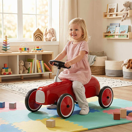 Voiture électrique rouge pour tout-petits avec cadre en acier et roues antidérapantes