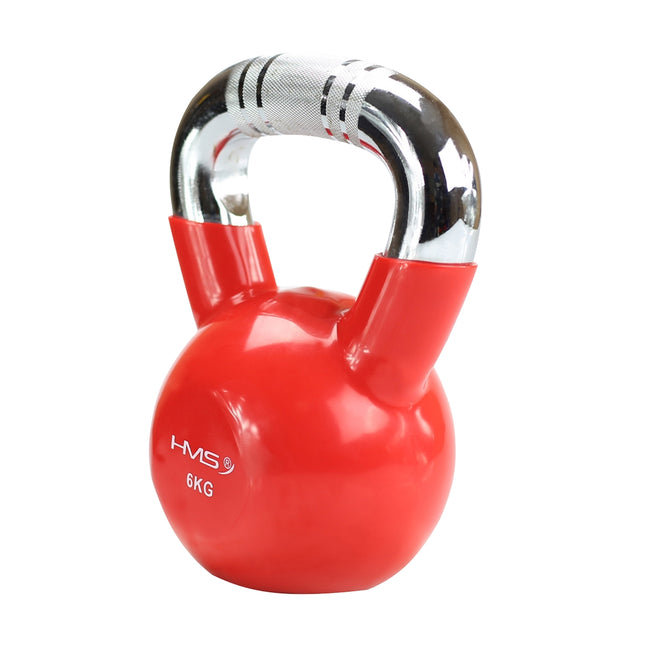 Rot ummantelte Gusseisen-Kettlebell, Chromgriff