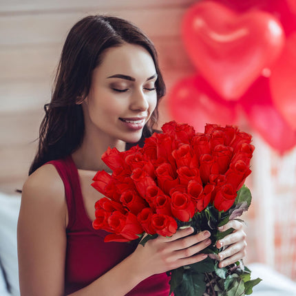 Roses artificielles rouges, 48 pcs.