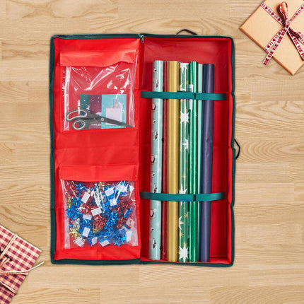 Boîte de rangement rouge pour papier cadeau