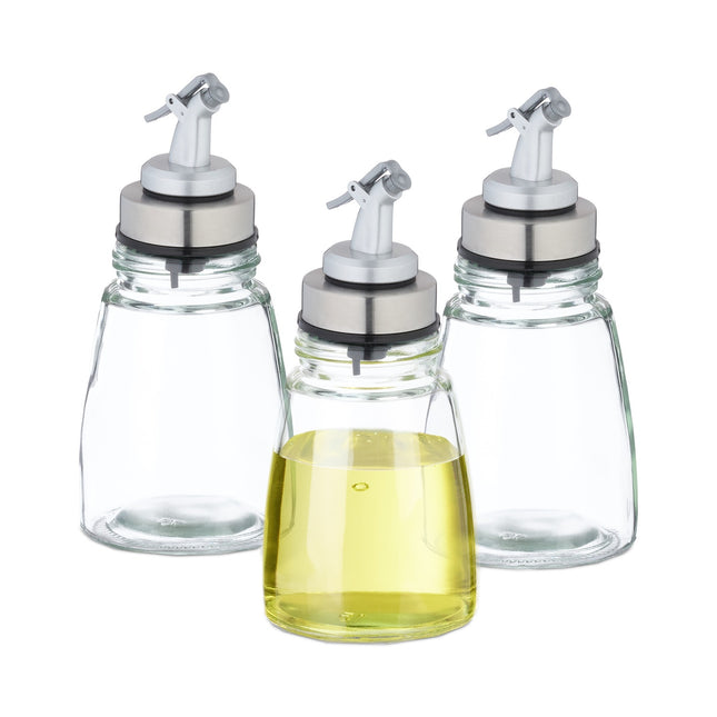 Ensemble de bouteilles d'huile en verre rechargeables avec becs verseurs en métal