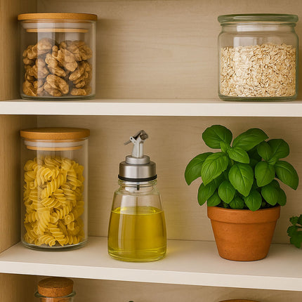 Ensemble de bouteilles d'huile en verre rechargeables avec becs verseurs en métal