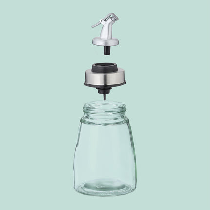 Ensemble de bouteilles d'huile en verre rechargeables avec becs verseurs en métal
