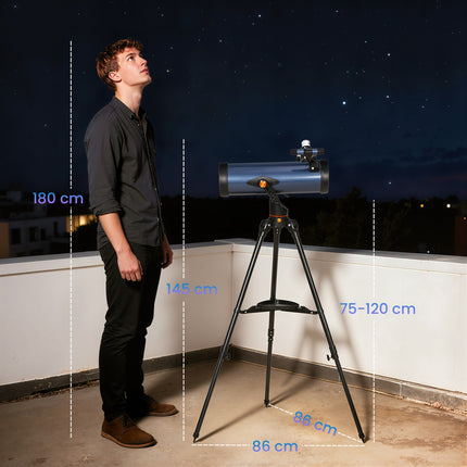 Télescope réflecteur, objectif de 114 mm, 2 oculaires, aluminium
