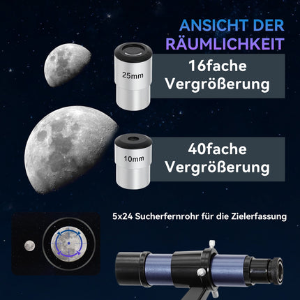 Télescope réflecteur, objectif de 114 mm, 2 oculaires, aluminium