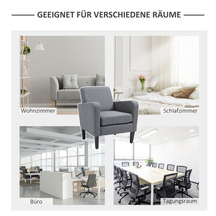 Entspannungssessel, Leinenbezug, Holzbeine, Hellgrau