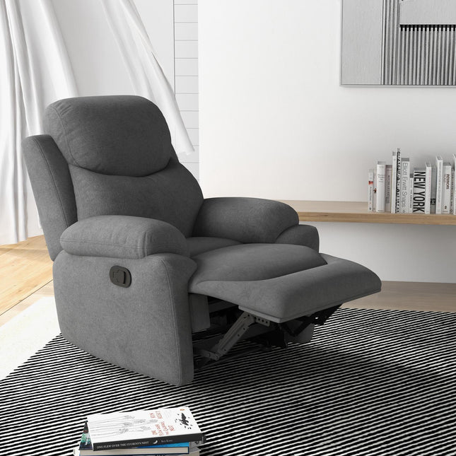 Armchair, upholstered relaxation chair with linen look, grey
