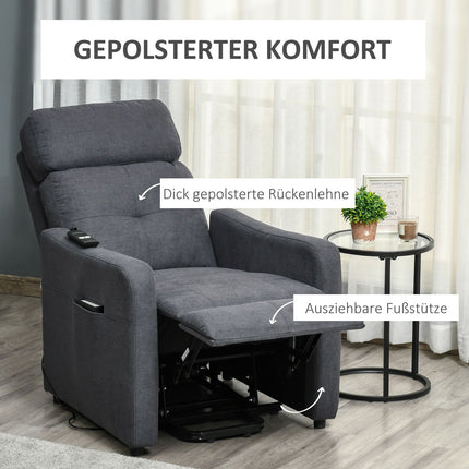 Liege mit Aufstehhilfe, stahlgrauer Polyesterstoff