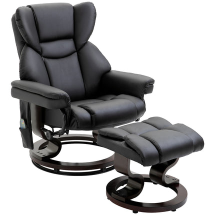 Fauteuil De Relaxation Avec Fonction Massage Et Repose-Pieds Fauteuil De Massage Avec Fonction Inclinable, Simili Cuir, Noir